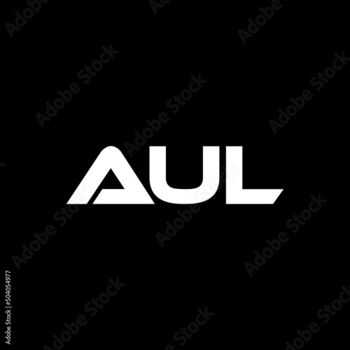 AUL letter logo design with black background in illustrator, vector logo modern alphabet font overlap style. calligraphy designs for logo, Poster, Invitation, etc.