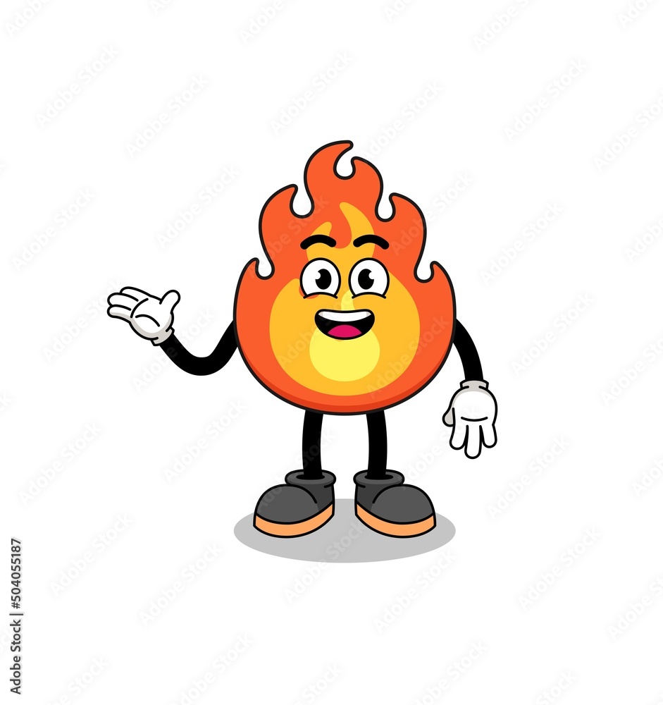 fire cartoon with welcome pose fire cartoon with welcome pose