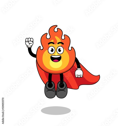 fire cartoon with flying superhero