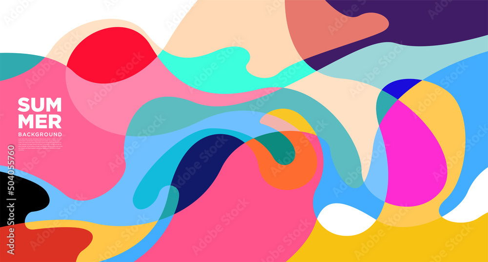 Colorful abstract liquid flat pattern illustration for summer holiday banner