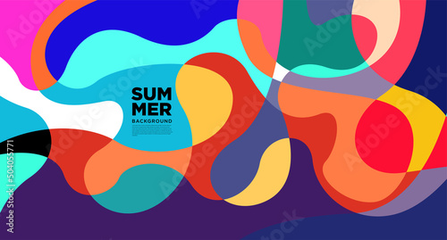 Colorful abstract liquid flat pattern illustration for summer holiday banner