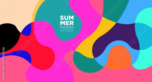 Colorful abstract liquid flat pattern illustration for summer holiday banner