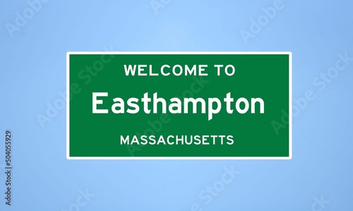 Easthampton, Massachusetts city limit sign. Town sign from the USA. photo