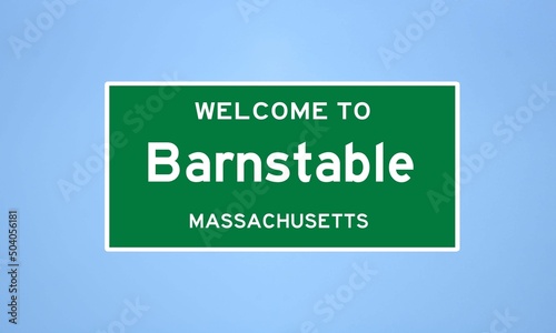 Barnstable, Massachusetts city limit sign. Town sign from the USA.