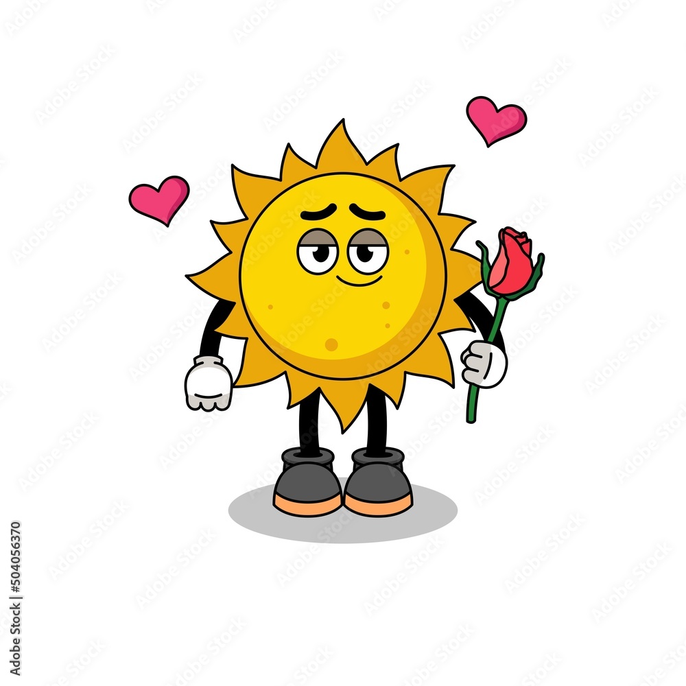Fototapeta premium sun mascot falling in love