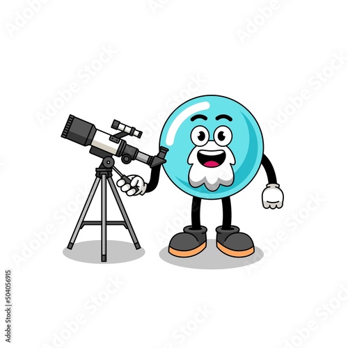 Illustration of bubble mascot as an astronomer