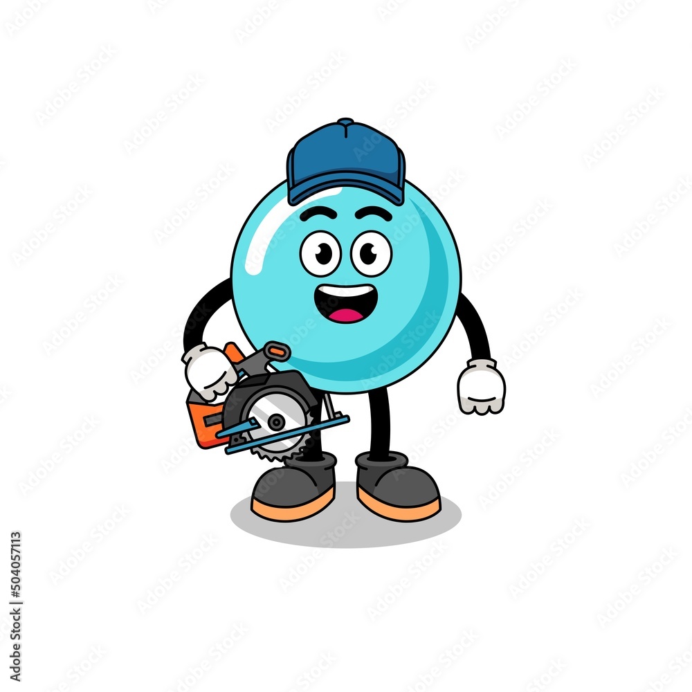 Cartoon Illustration of bubble as a woodworker Cartoon Illustration of bubble as a woodworker