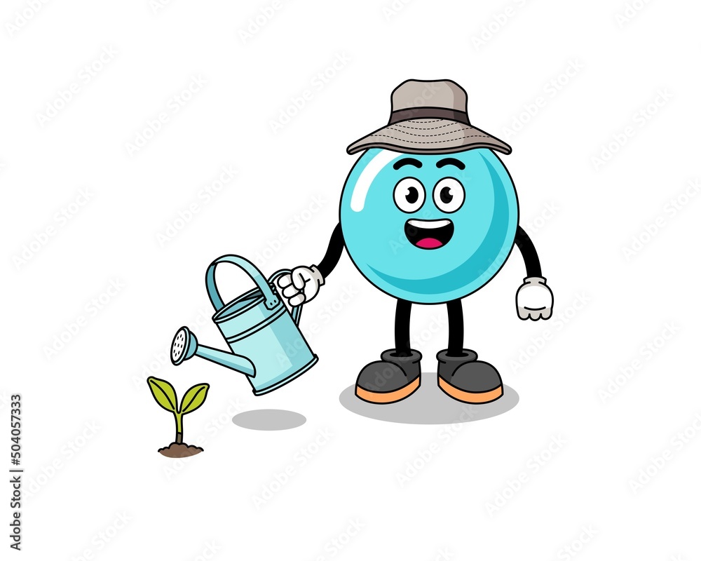 Illustration of bubble cartoon watering the plant Illustration of bubble cartoon watering the plant