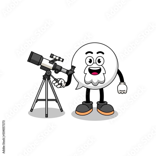 Illustration of speech bubble mascot as an astronomer
