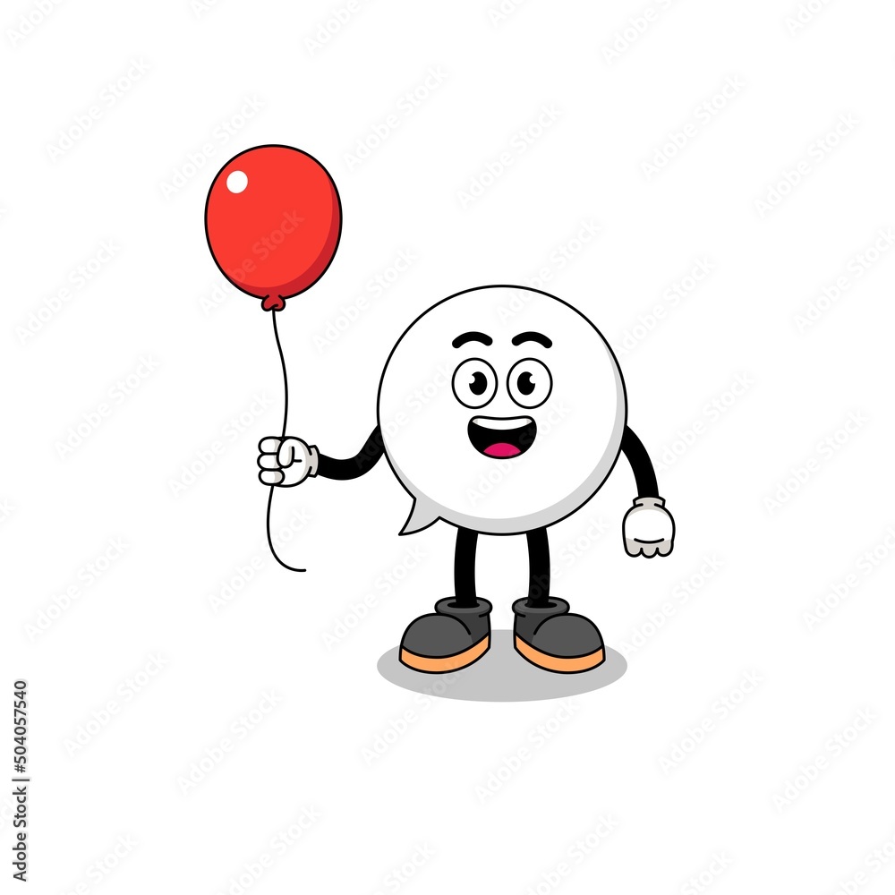 Cartoon of speech bubble holding a balloon