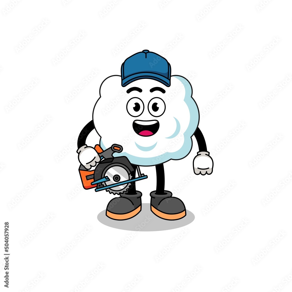 Cartoon Illustration of cloud as a woodworker Cartoon Illustration of cloud as a woodworker
