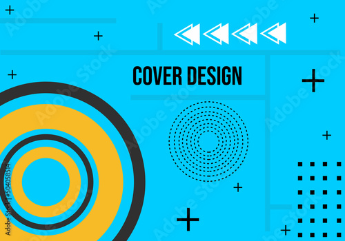 blue color journal cover with geometric abstract design. used for banner, poster design