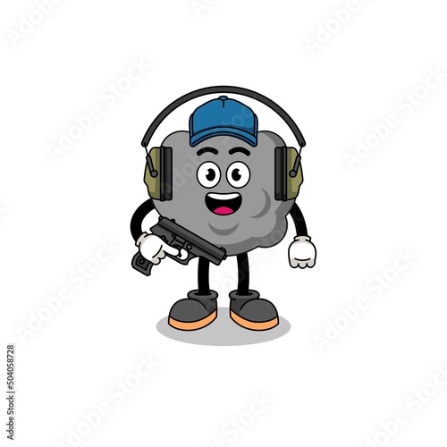 Character mascot of dark cloud doing shooting range