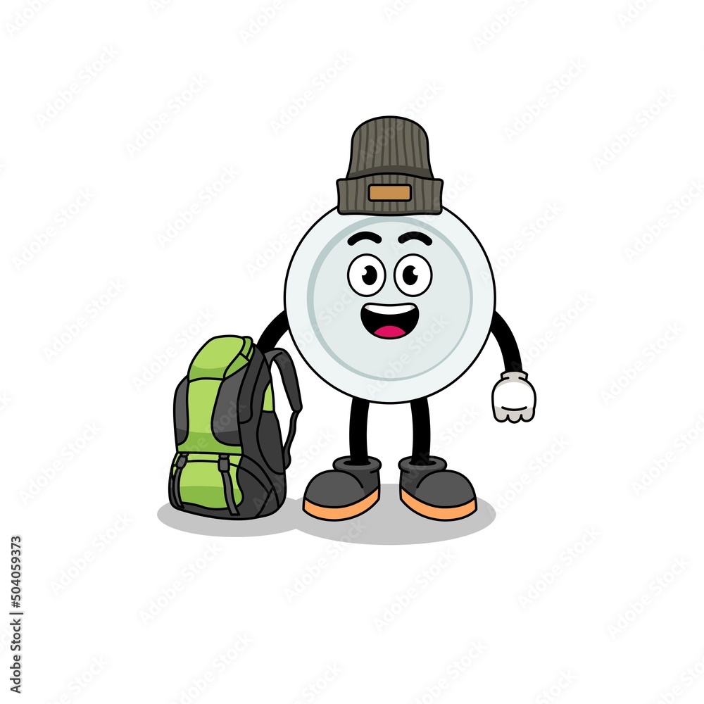 Illustration of plate mascot as a hiker