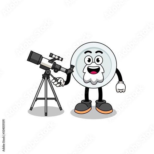 Illustration of plate mascot as an astronomer