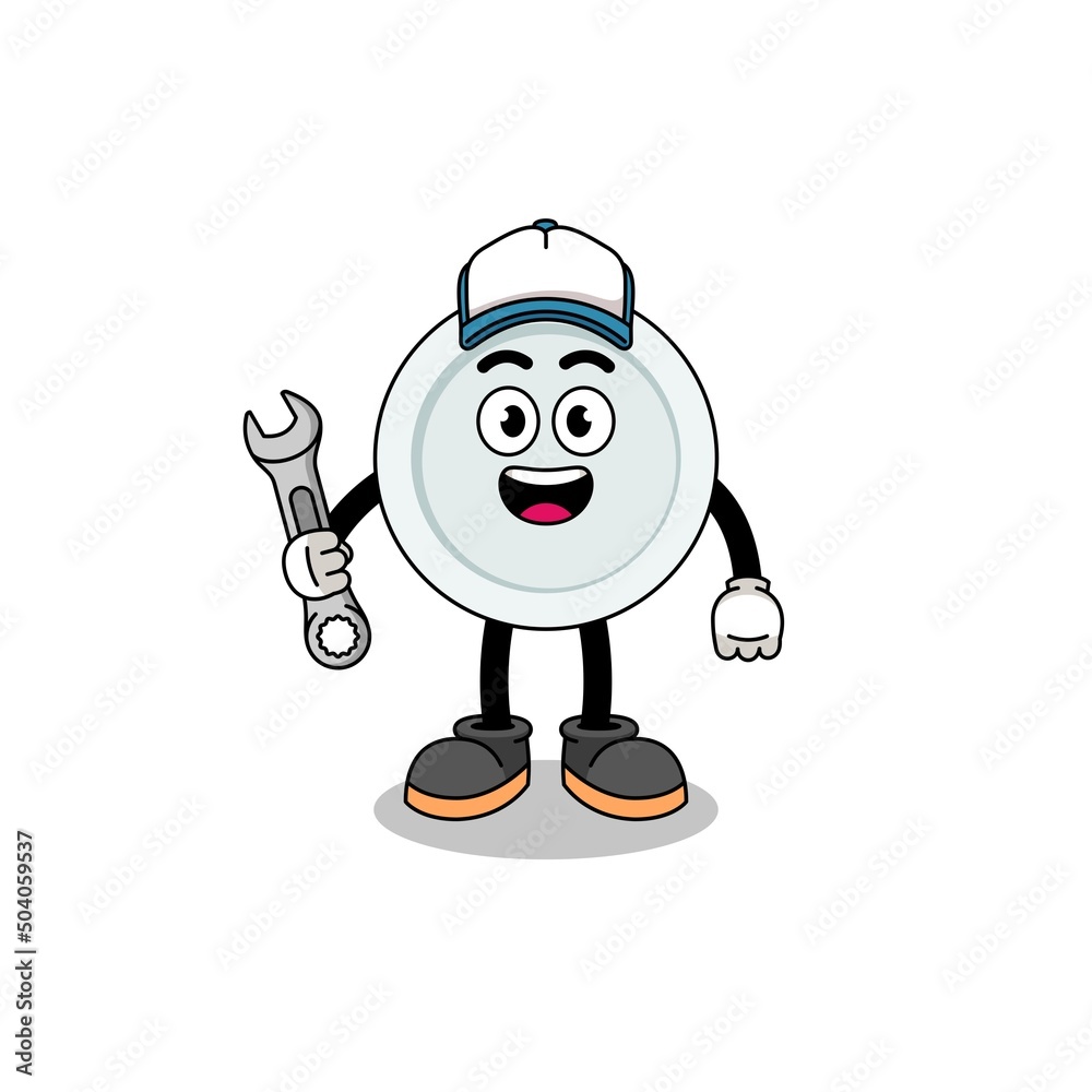 plate illustration cartoon as a mechanic plate illustration cartoon as a mechanic