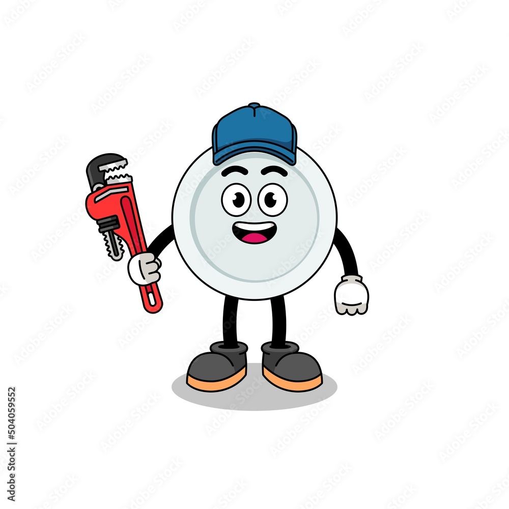 plate illustration cartoon as a plumber plate illustration cartoon as a plumber