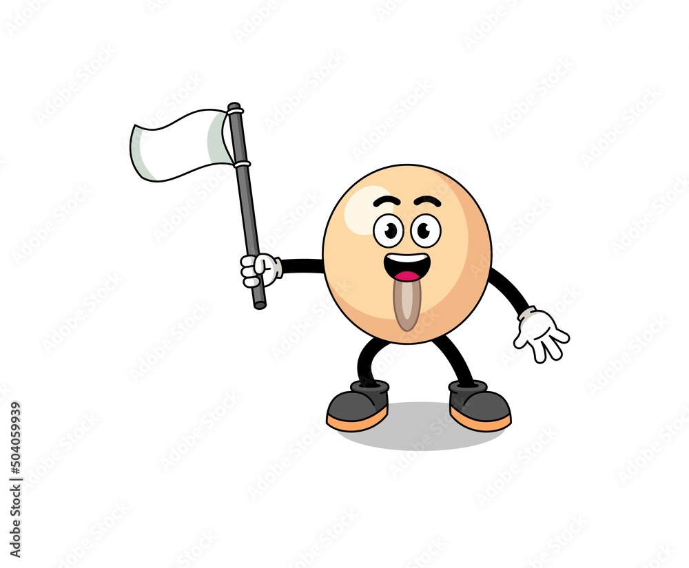 Cartoon Illustration of soy bean holding a white flag Cartoon Illustration of soy bean holding a white flag