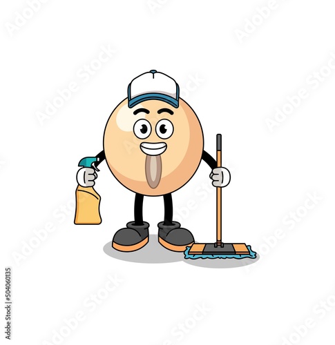 Character mascot of soy bean as a cleaning services