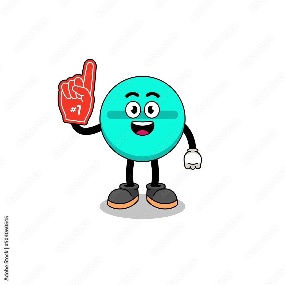 Cartoon mascot of medicine tablet number 1 fans