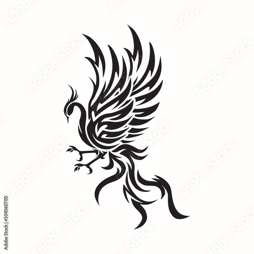 phoenix logo, silhoutee of black and abstract fantasy bird vector illustrations