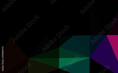 Dark Multicolor, Rainbow vector shining triangular background. © Dmitry