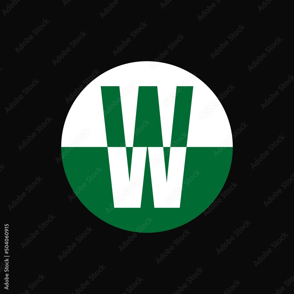 W lettermark logo design. Green and white conceptual iconic brand logo ...
