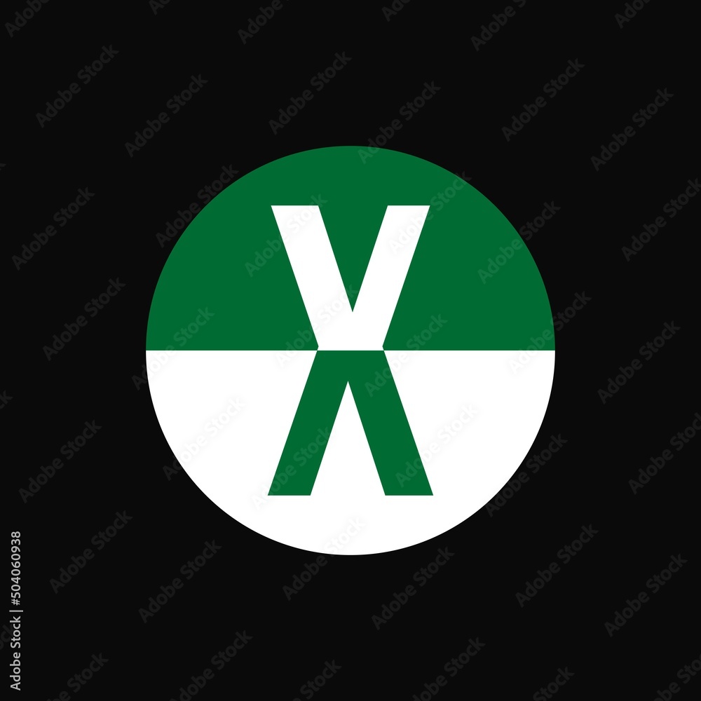 Obraz premium X lettermark logo design. Green and white conceptual iconic brand logo vector illustration.