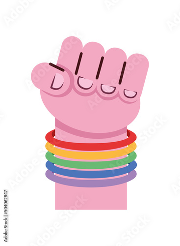 fist with lgbtq wristbands