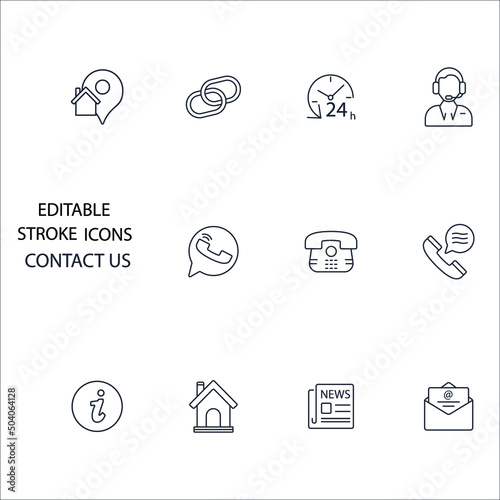 Contact icons set . Contact pack symbol vector elements for infographic web
