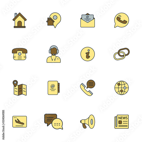 Contact icons set color . Contact pack symbol vector elements for infographic web