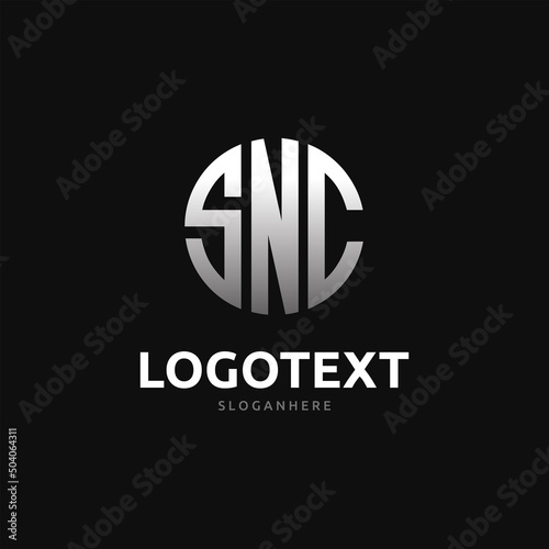 Snc Monogram logo, Snc Circle font, Round monogram Snc letters, three letters logo