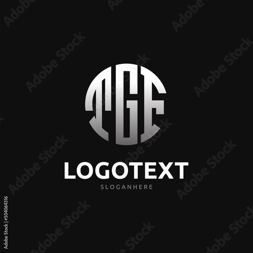 Tgf Monogram logo, Tgf Circle font, Round monogram Tgf letters, three letters logo