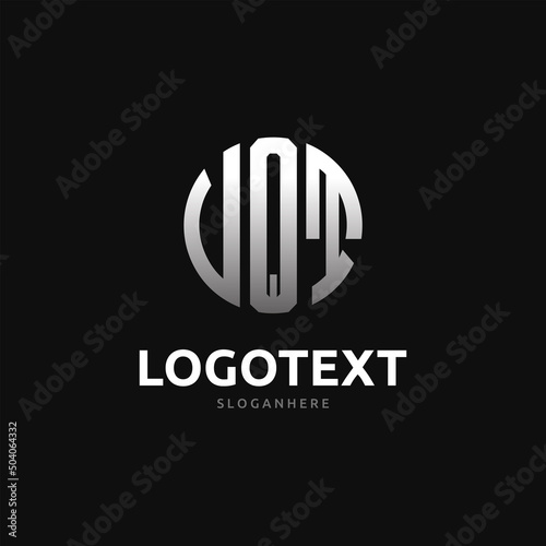 Vqt Monogram logo, Vqt Circle font, Round monogram Vqt letters, three letters logo