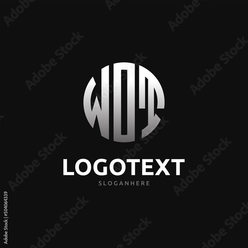 Wot Monogram logo, Wot Circle font, Round monogram Wot letters, three letters logo