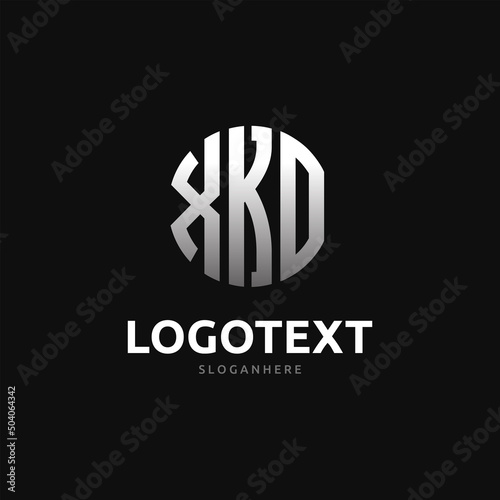 Xko Monogram logo, Xko Circle font, Round monogram Xko letters, three letters logo