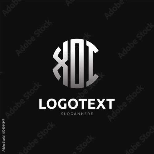 Xoi Monogram logo, Xoi Circle font, Round monogram Xoi letters, three letters logo