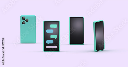 3d render phone for your design. 3 position options: front, side and back position.