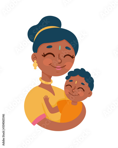 hindu mother with son