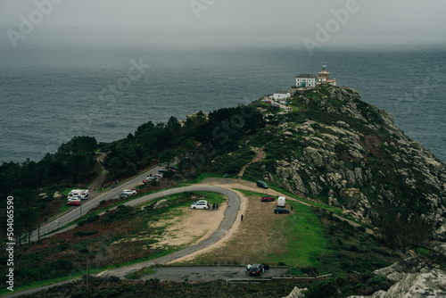 Cape and Fisterra Lighthouse Chemin de Saint Jacques, spain - nov, 2021 photo