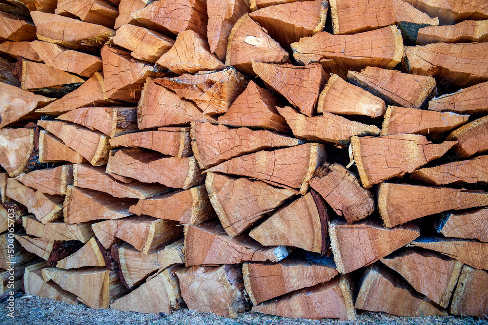Natural texture of woodpile from coniferous trees. Pine firewood stacked on top of each other on a sunny day. Preparation of natural fuel. Natural texture of woodpile from coniferous trees. Pine firewood stacked on top of each other on a sunny day. Preparation of natural fuel.