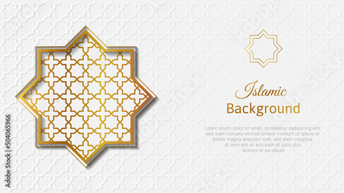 islamic luxury ornamental background in white and gold color. islamic vector illustration
