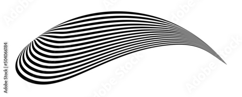 Waving flag as a brush stroke with zebra texture. Vest striped with fabric Black and white stripes curved in a bizarre way with waves curving along the trajectory