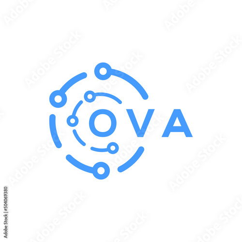 OVA technology letter logo design on white  background. OVA creative initials technology letter logo concept. OVA technology letter design.
