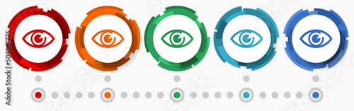 Eye, view, see concept vector icon set, modern design abstract web buttons i n 5 color options, infographic template