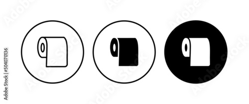 toilet tissue paper roll icon button, vector, sign, symbol, logo, illustration, editable stroke, flat design style isolated on white