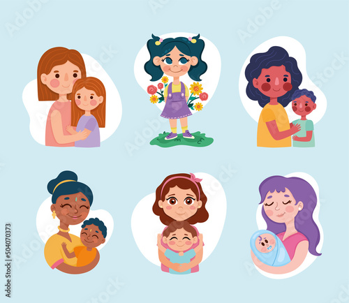 five mothers and kids