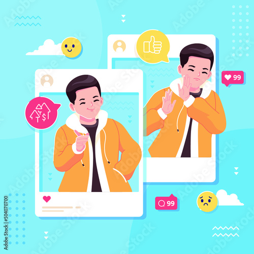 yes or no  people gesture illustration template