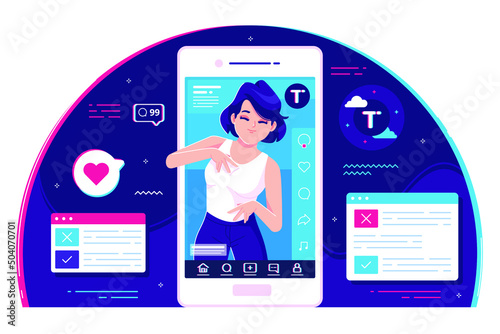 social media Concept flat design Illustration