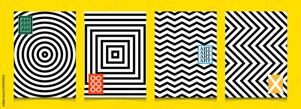 Abstract zig zag stripe line black white geometric business poster background vector collection. Presentation report banner, magazine, social media, creative album art cover layout template. Abstract zig zag stripe line black white geometric business poster background vector collection. Presentation report banner, magazine, social media, creative album art cover layout template.